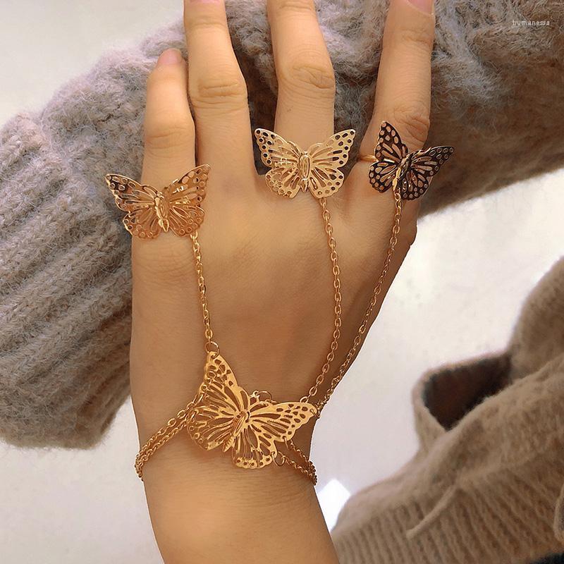 

Bangle Charm Womens Silver Gold Butterfly Bracelet Slave Chain Link Finger Hand Harness Fashion Jewelry Party GiftBangle Raym22