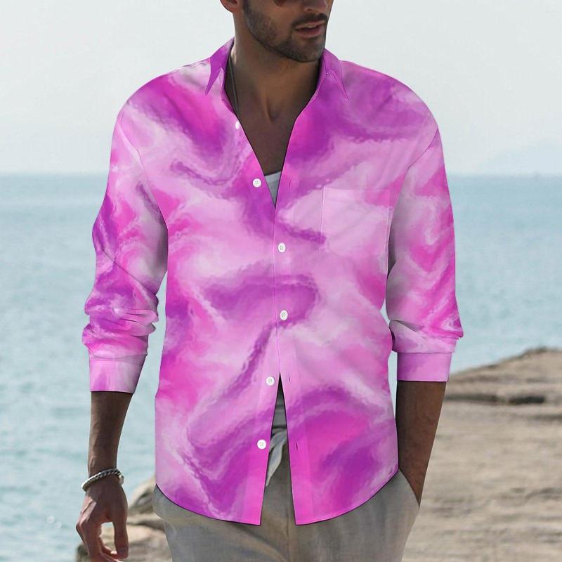 

Men' Casual Shirts Abstract Tie Dye Shirt White Pink Purple Design Long Sleeve Funny Blouses Spring Fashion Oversized Tops, Style-5