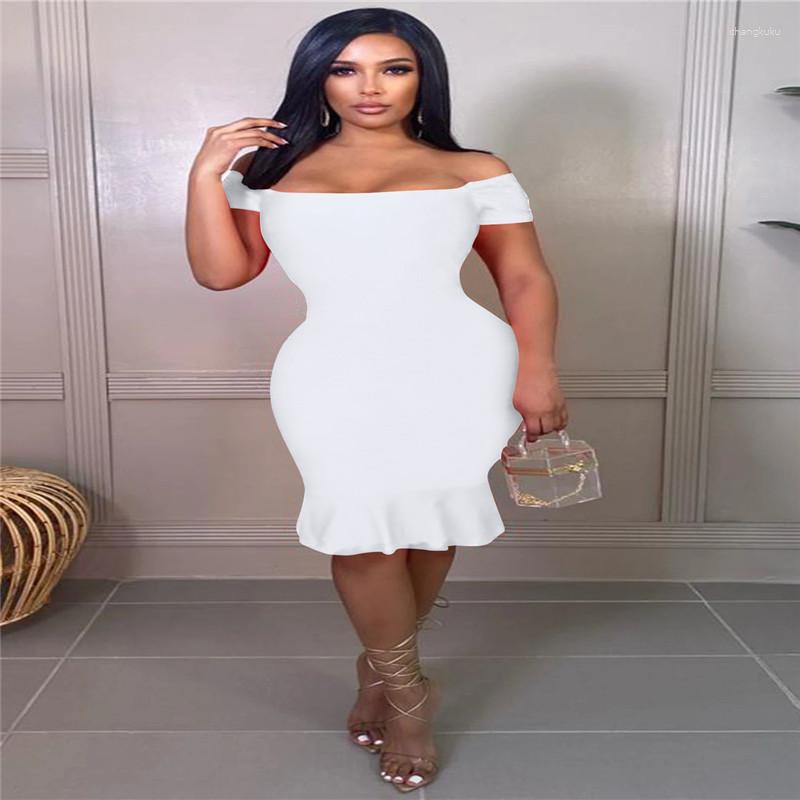 

Casual Dresses Spring/summer 2023 Solid Color Pullover With Shoulder And Fishtail Elegant High Street Party Ladies Dress, Black