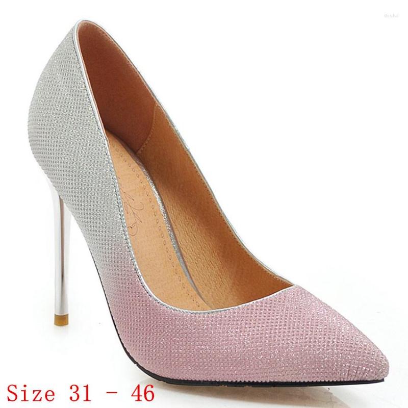 

Dress Shoes High Heels Women Pumps Stiletto Heel Woman Party Wedding Kitten Small Plus Size 31 - 46, Silver