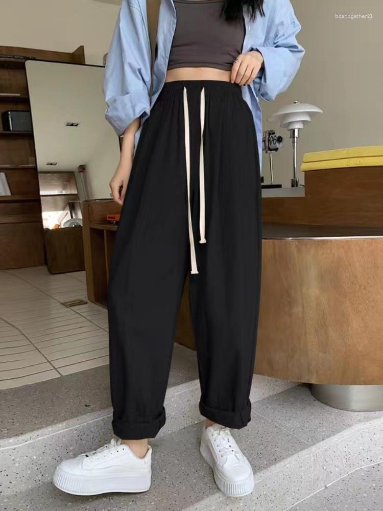 

Women's Pants Fashion Cotton Linen Wide Women 2023 Spring Summer Loose Breathable Elastic Waist Harem Casual Straight, Khaki