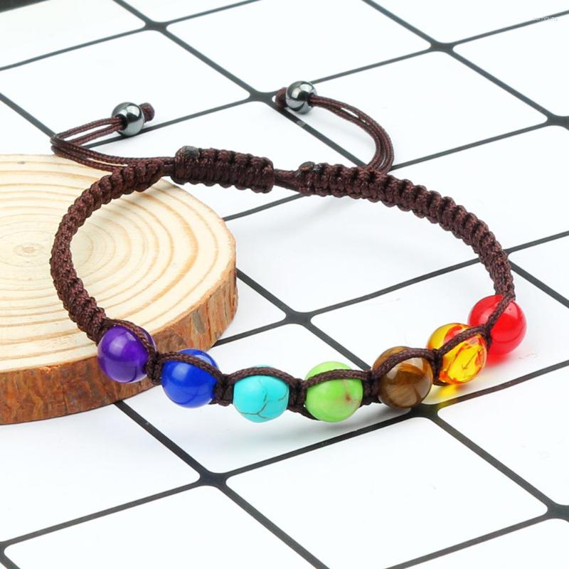 

Charm Bracelets 7 Chakra Bracelet Yoga Aura Natural Stone Beads Hand Woven Men's And Women's String Adjustable Jewelry