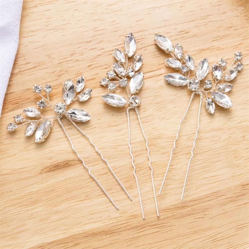 

Hair Clips 3 Hairpins Set U-shaped Alloy Headwear Rhinestone Wedding Bridal Accessories Girls Styling Tools SAL99