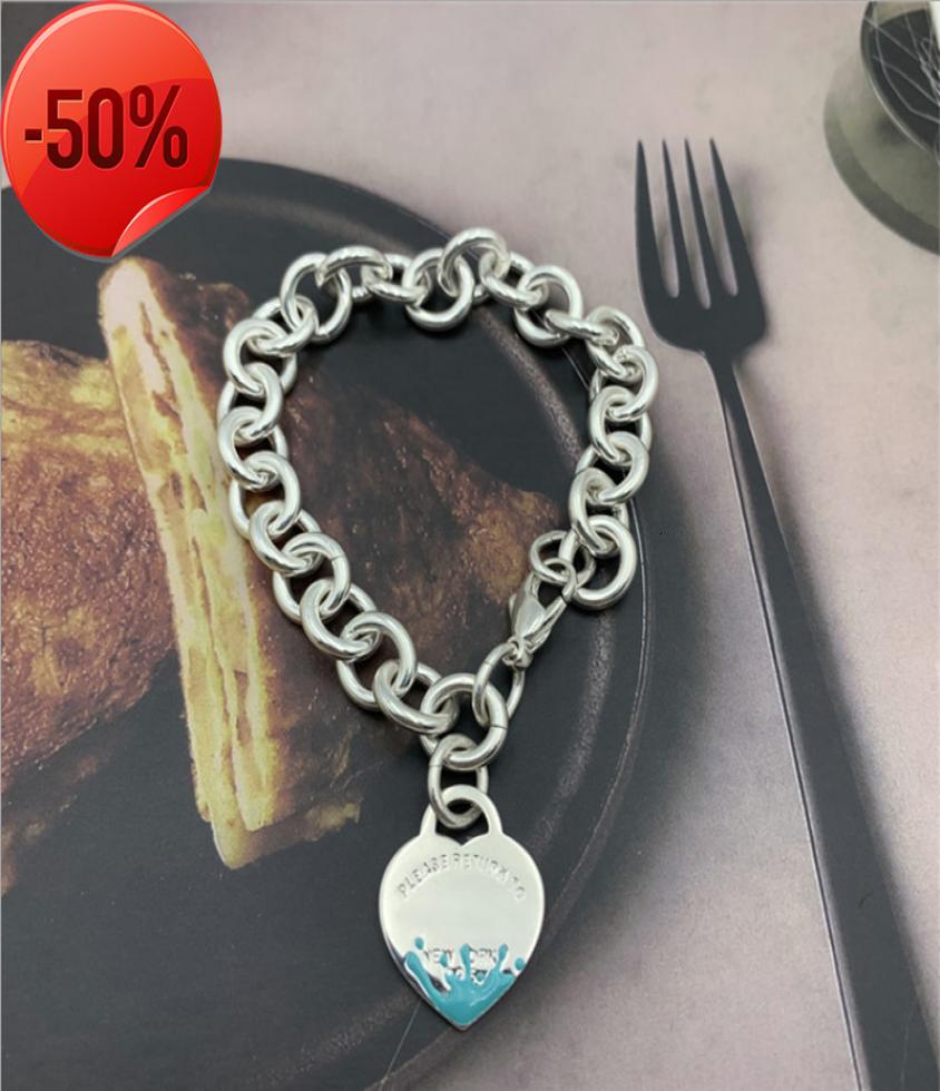 

Original high version bracelet 100% sterling silver jewelry love heart enamel ladies string chain LJ2010205322887