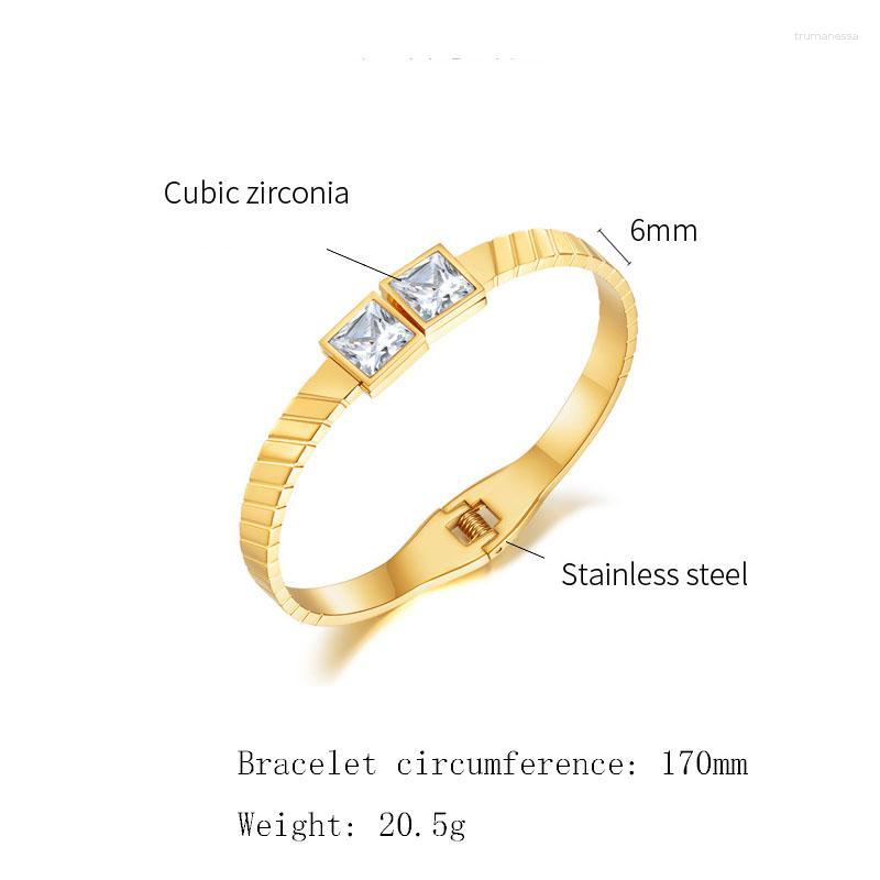 

Bangle Luxury Stainless Steel Bracelet For Women Simple Cubic Zirconia Wedding Bridal Brides Jewelry GiftBangle Raym22