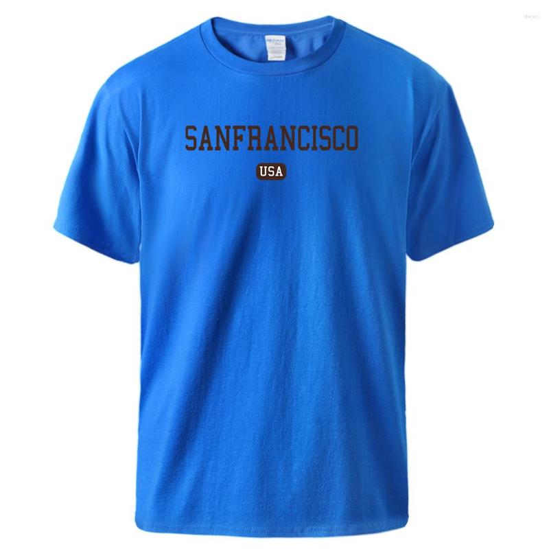 

Men' T Shirts Sanfrancisco City Usa Printing Mens T-Shirt Soft Cotton Breathable T-Shirts Casual Fashion Classic Tops Basic Original Tee, Blue