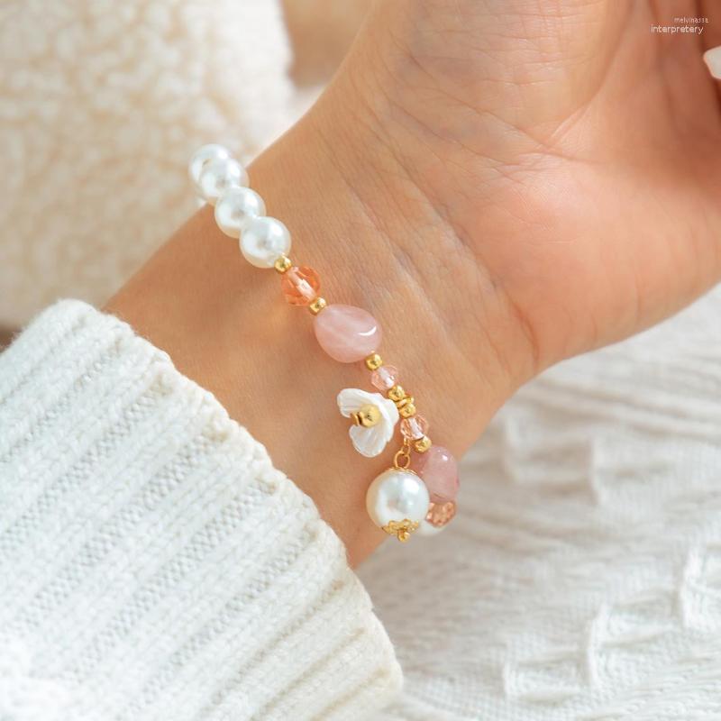 

Strand Ingemark Creative Kpop Imitation Pearl Chain Bracelet For Women Wed Bridal Elegant Charm Bead Bangels Couple Hand Jewelry