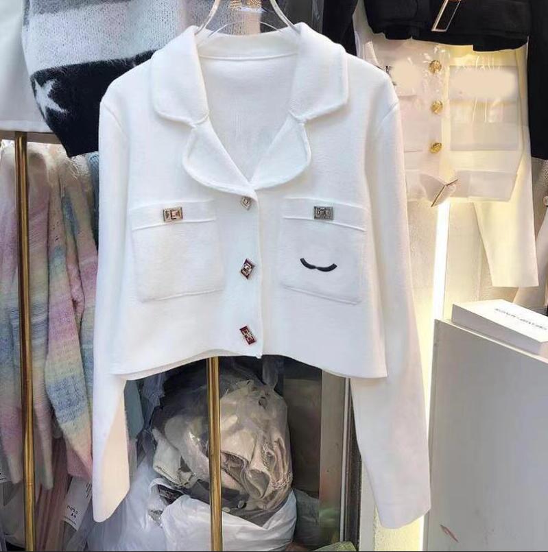 

Spring autumn designer women's jacket jacket lapel short slim-fit button-up cardigan luxury comfortable personality S-XL, White