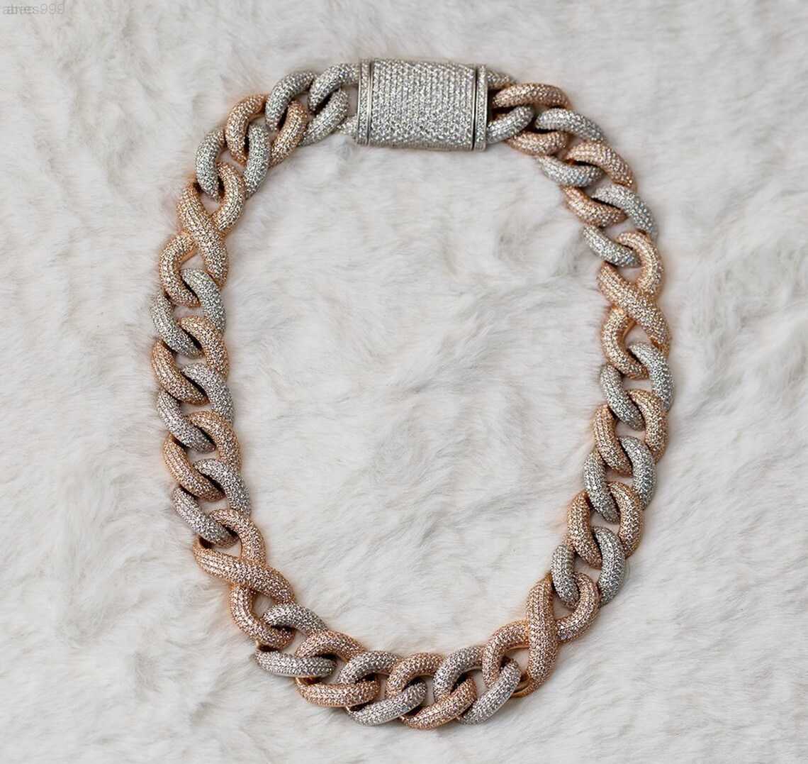 

20 Mm Miami Cuban 925 Sterling Silver with Gold Plated Men Necklace Hiphop Jewelry Diamond Moissanite Iced Out Cuban Link Chain