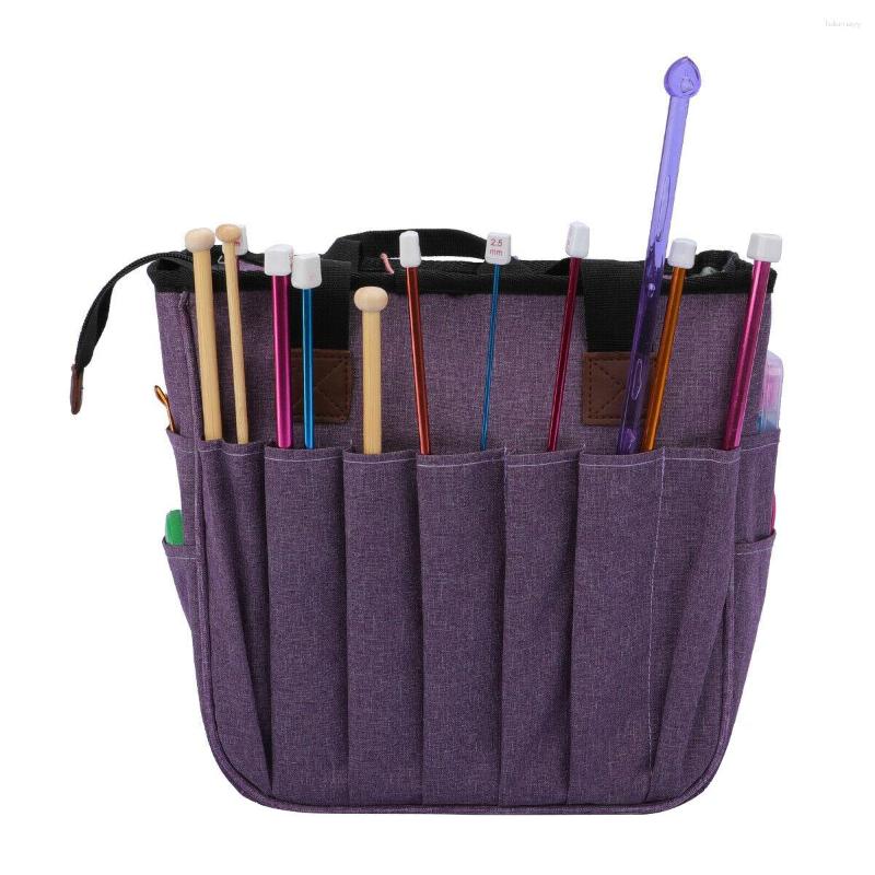 

Cosmetic Bags Portable Knitting Bag High Capacity Crochet Tool Storage Case, Purple