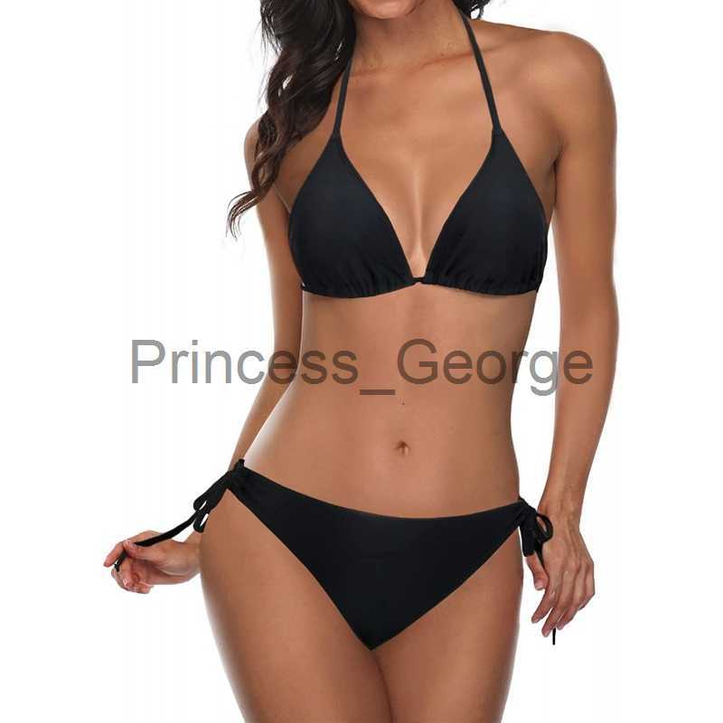 

Women's Plus Size Swimwear 2023 New Push 2 Rupee Items Women Two Piece Halter Padded Top Tie Side Bottom Triangle Bikini Bathing Suit Summer Travel Beach x0621, Tan leopard