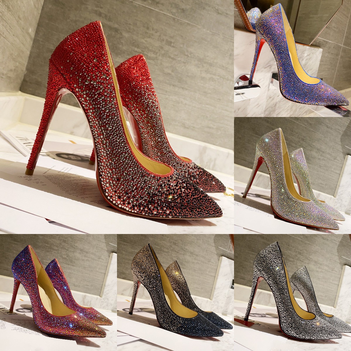 

Kates Drill High Heels Sandal Designer Women Crystal Sandals Top -Quality Luxury Wedding Party Platform Summer Fashion Dress Shoes, Colour 13