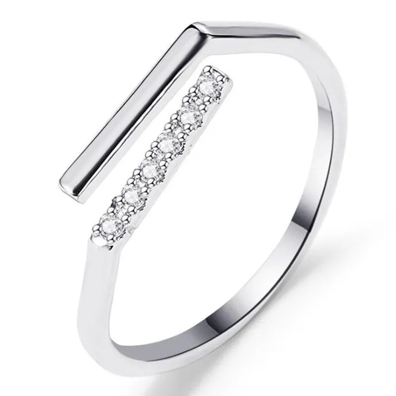 

Cluster Rings Crystal Open Finger For Women Girlfriend Design Silver Color Free Size Minimalist Party Jewelry Gifts Bijoux