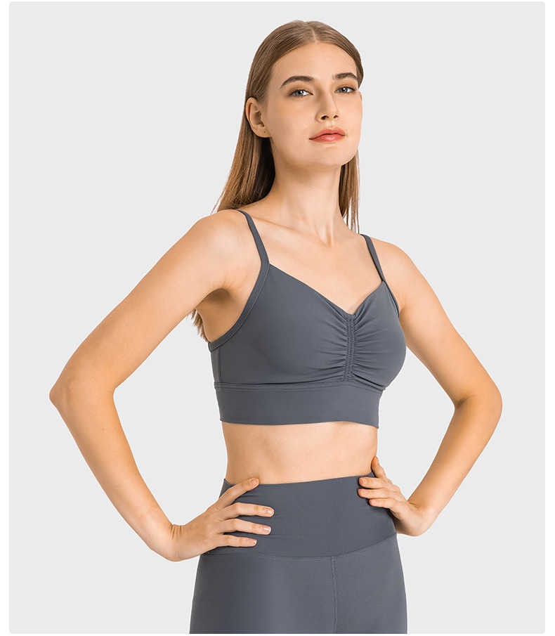 

L-018 Yoga Womens Clothing Top Yoga Gym Sports Bra Outdoor Jogging Fitness Women Underwear Fancy Trampolines Crop Top Lingerie for Ladies Summer, Rose brown