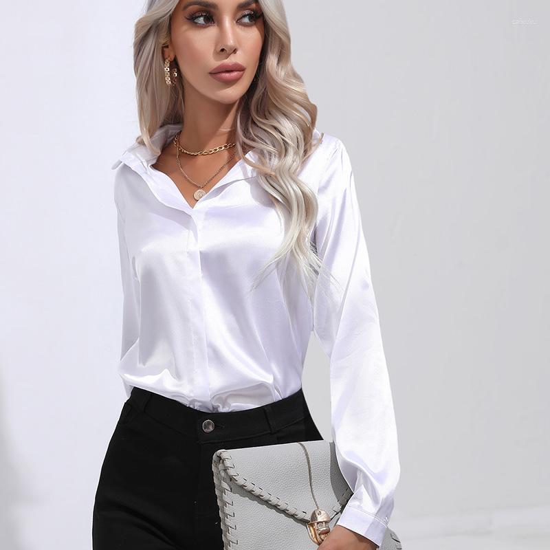 

Women's Blouses Women Shirt 2023 Spring Summer Long Sleeve Turn Down Collar Single Button Casual Stain Loose Outwear Blouse Tops, Black