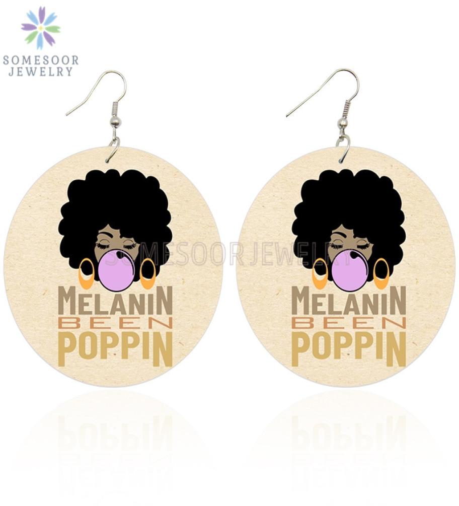 

SOMESOOR Melanin Been Poppin African Wood Drop Earrings Bubble Gum Girl Afro Natural Hair Design Dangle Jewelry For Women Gifts9365716