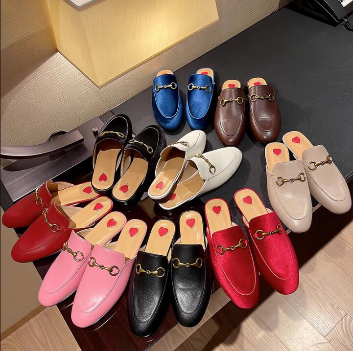 

Designer Sandals Flat Heels Beach Soft Leather Slippers Women Men Sneaker Loafers Summer Classics Metal Buckle Round Toe Leather Shoes with Dust Bag, #11