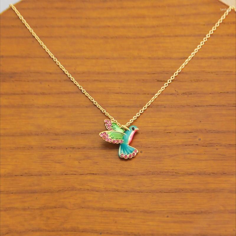 

Dangle Earrings European And American Fashion Enamel Blue Bird Short Necklace Clavicle Chain