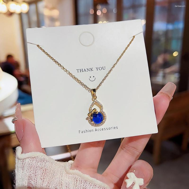 

Pendant Necklaces Fashionable Warm Color Changing Gourd Nimble Zircon Mother's Day Chain Necklace Woman Girl Wedding Blessing Gift