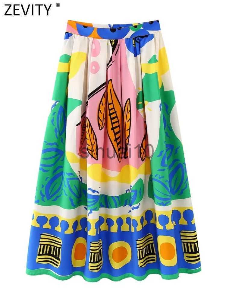 

Skirts Zevity Women Vintage Patchwork Totem Floral Print Big Swing Casual Midi Skirt Faldas Mujer Female Chic Zipper Vestidos QUN3924 J230621, Bb ls3923