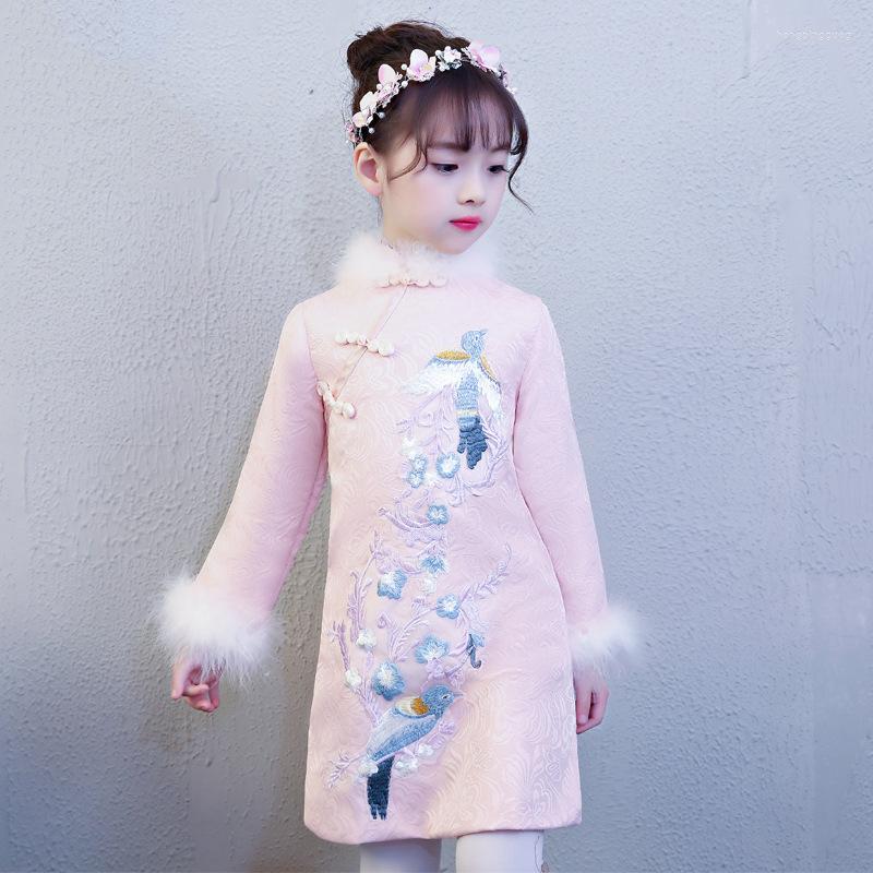 

Ethnic Clothing Winter Girls Cotton Linen Kids Cheongsam Embroidery Tang Suit Children Chinese Lovely Qipao Cotton-padded Clothes