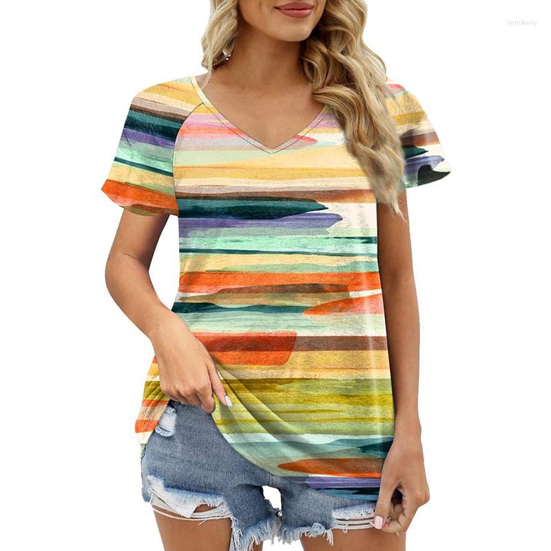

Women' T Shirts Summer Stripes Tie Dye 3D Print T-shirts Streetwear Women V-Neck Shirt Oversized Y2k Harajuku Tops Tees Woman Girls, Vtf66c2023261dw