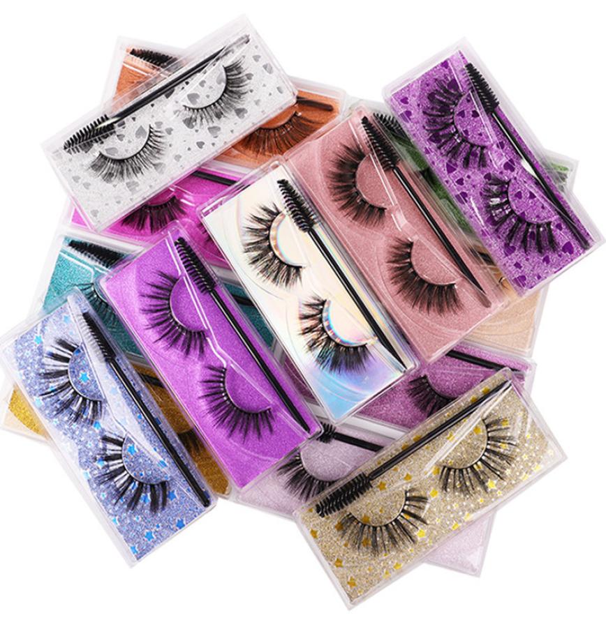 

3D Styles Natural False Eyelashes Soft Light Fake 3D Mink Eyelash Glitter Eyelash Extension Mink Lashes With Eyelash Brush Makeup 7220625