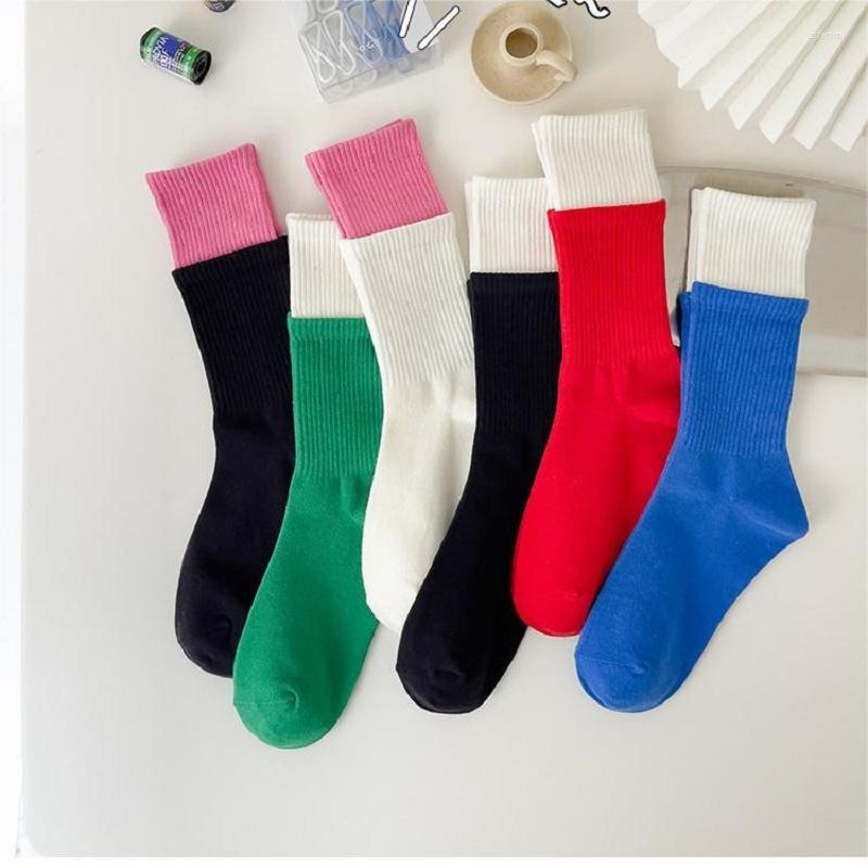 

Women Socks Autumn And Winter Solid Color In The Tube White Double JK Stack Fitness Black Sports Cotton, Blue