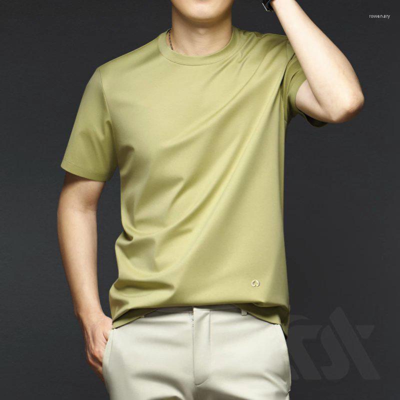 

Men's T Shirts Summer Fashion Men's Solid Color Simple Casual Loose Basic T-shirt Short Sleeve O-neck Silk Like Comfortable Pullovers, 447 white