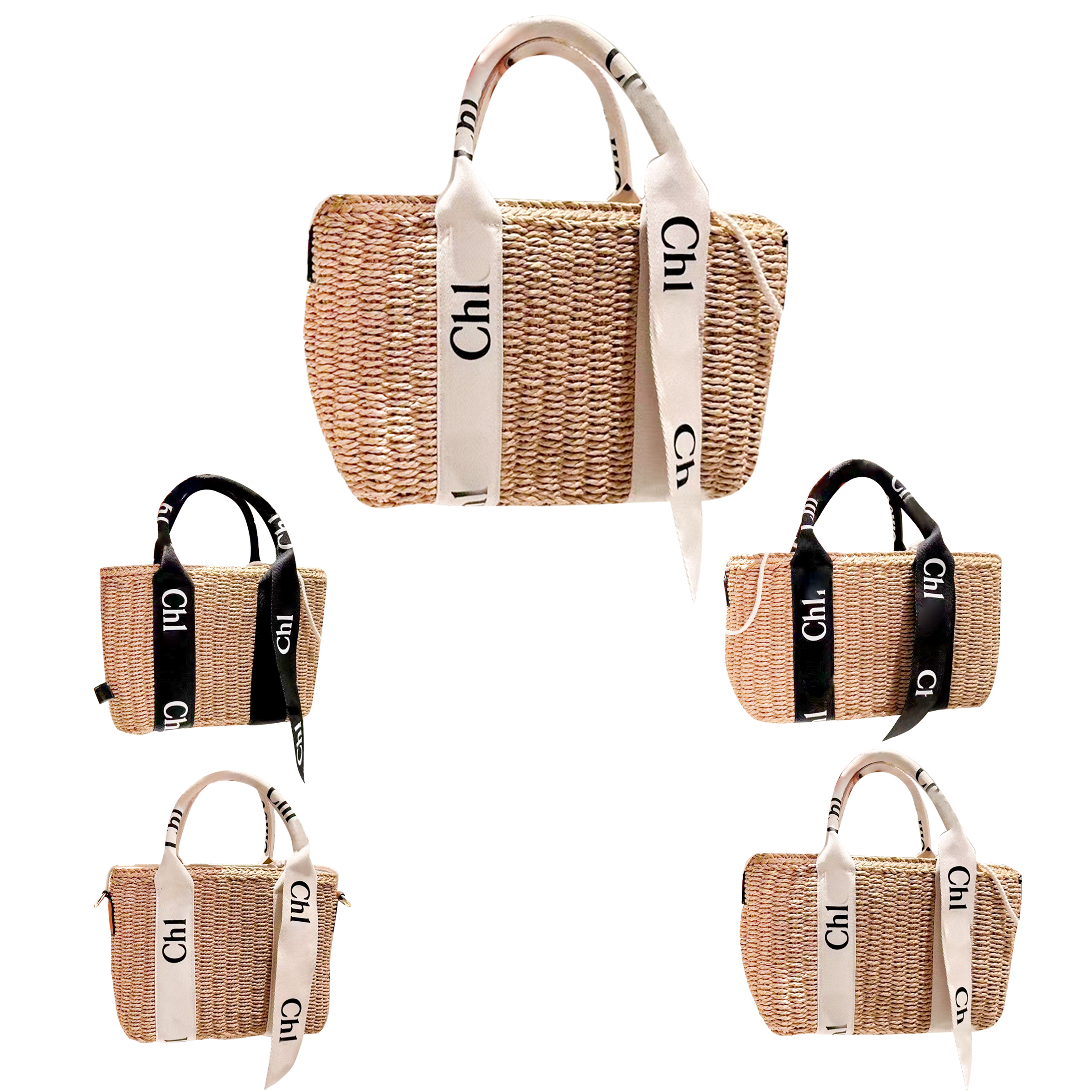 

Cross Body luxurys Designer Womens hand bag Shoulder Basket travel woody Straw weave Raffias Totes mens Clutch Bags summer fashion top handle shop shopper Beach Bag, Black