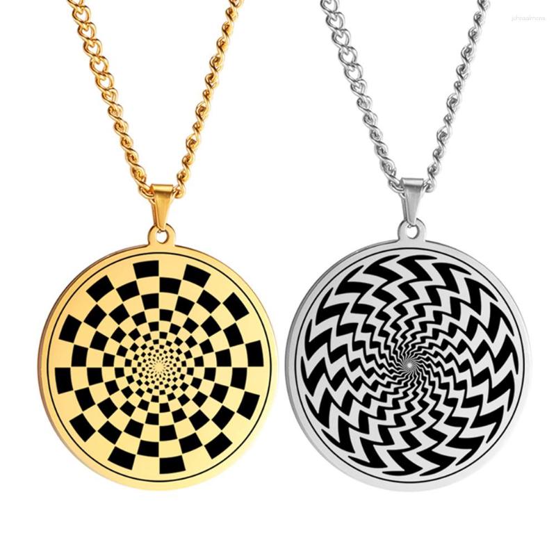 

Pendant Necklaces Dawapara The Illusion Of Amulet Necklace Geometric Hypnosis Talisman Stainless Steel Jewelry Gift For Men Women