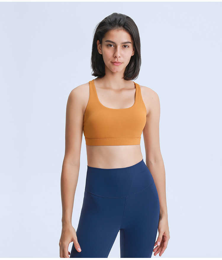 

L-018 Yoga womens Clothing Yoga Gym Top Fitness Sport Bra Outdoor Jogging Crop Fancy Underwear Uncensored Lady Sportswear Backless Bra Summer, Inscription blue