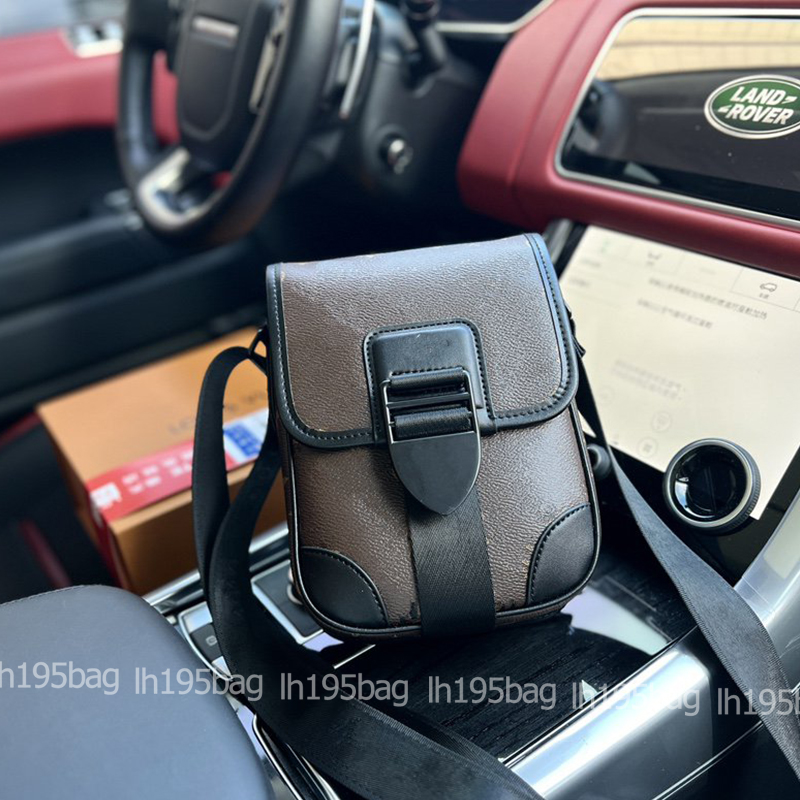 

Men's Brown Messenger Mobile Phone Wallet Card Bag Archy Adjustable Shoulder Magnetic Buckle Flip Open Coated Canvas Crossbody Bags Small M46442, Black