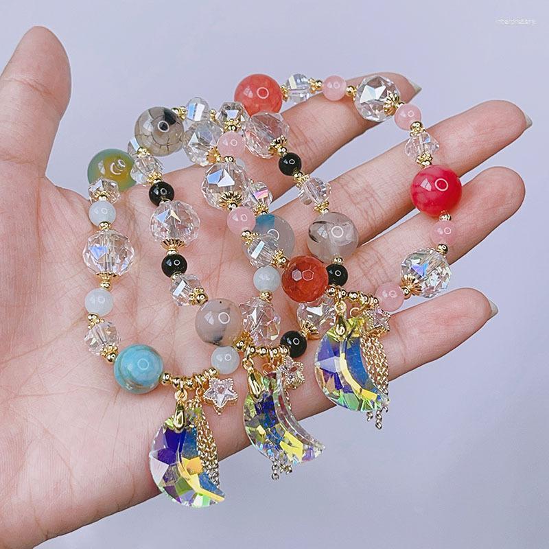 

Strand Pink Blue Black Synthetic Crystal For Women Moon Star Tassel Wedding Party Fashion Jewelry ASL184