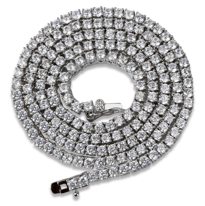 

Hip Hop Gold Chain 1 Row Round Cut Tennis Necklace Mens Punk Iced Out Rhinestone Chain Necklace Micro Inlaid Cubic Zircon Choker1509160
