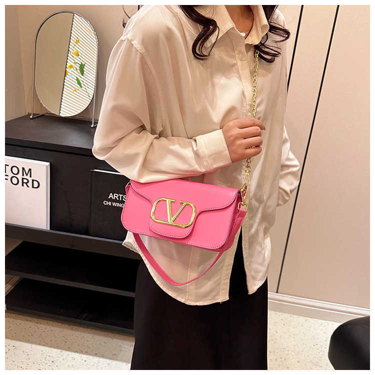 

High quality women's valentino bag JUYX tote Bags 2023 new spring/summer solid color small square handbag simple and versatile chain purse luxury wallet, Rose pink
