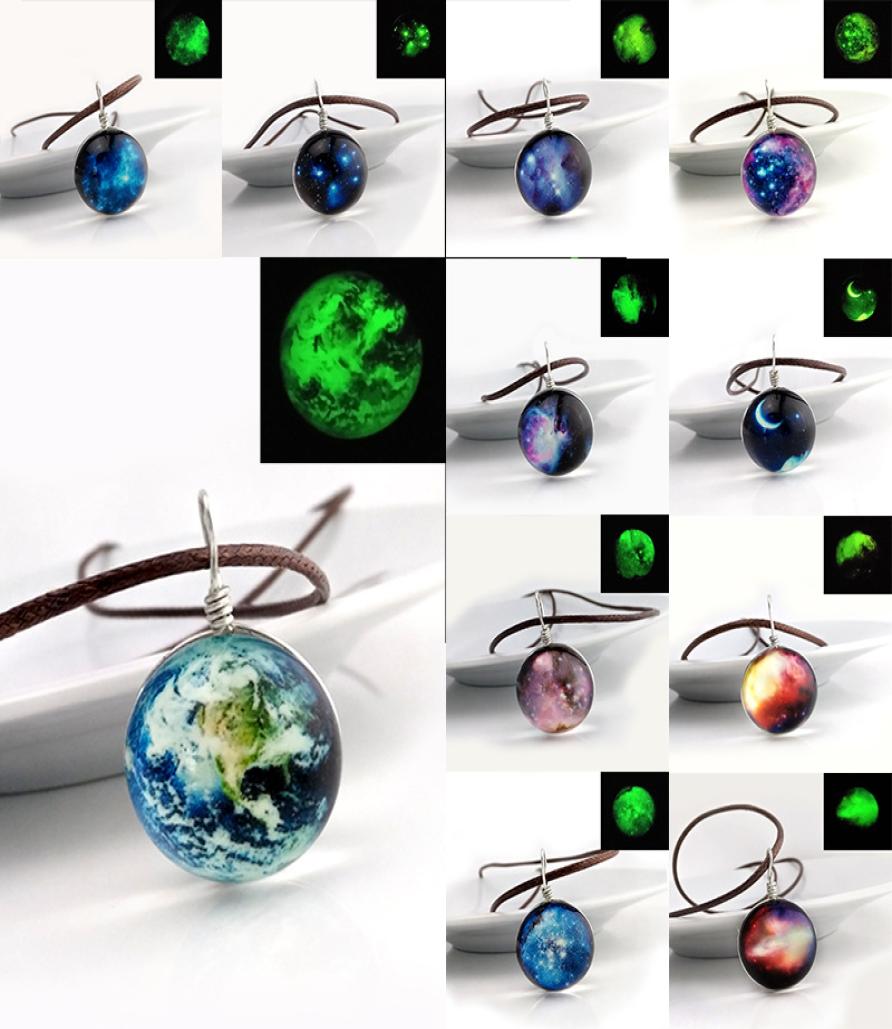 

Fashion Starry Outer space Universe Gemstone necklaces Glow In The Dark Glass ball pendant necklace For womenmen s Jewelry Mix Mo8864746