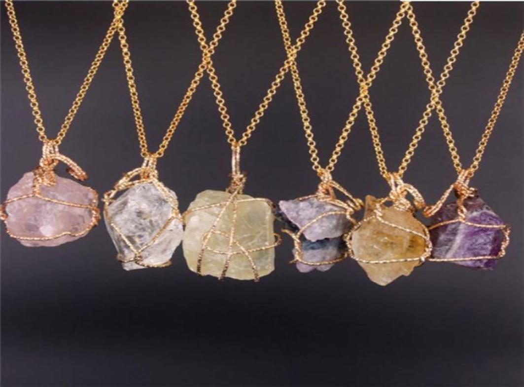 

pretty Nature Stone Pendants amethyst Rose Quartz White crystal Lemon crystal fluorite Charms Stone For Necklace 7611805