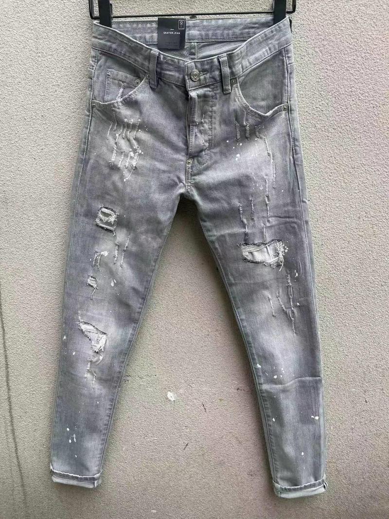 

Men's Jeans 2023 Men's Gray Scratch Hole Fashion Pencil Pants 1097#, 1097