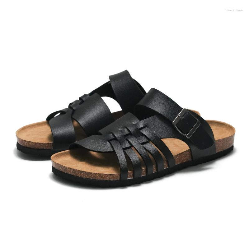 

Sandals 2023 Spring And Summer Men Cork Slippers Student Beach Shoes Tidal Loose KWN-582, White