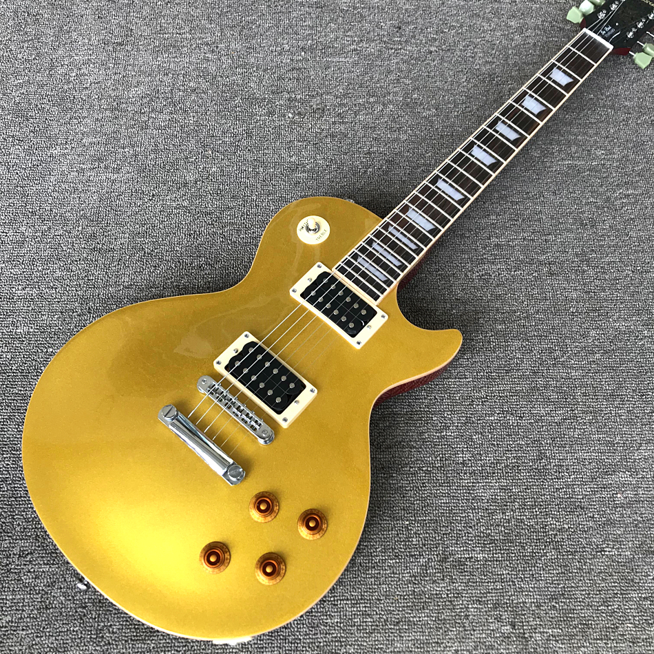 

Custom Shop, Stendan True Piano Wrapped Silk Small Column Gold Pink Electric Guitar,One Piece Of Body & Neck,Free Shipping