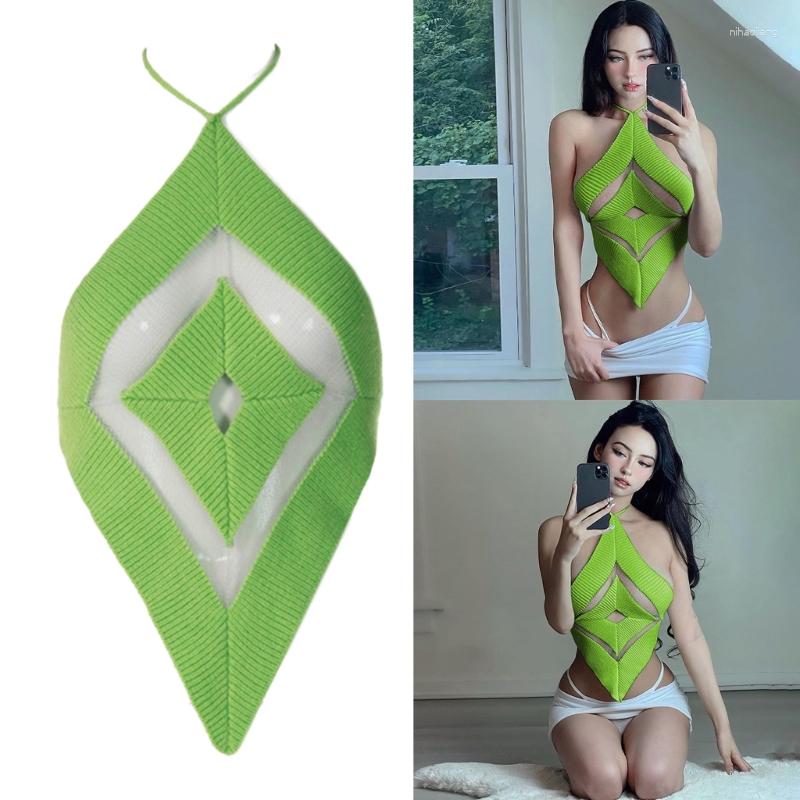 

Women' Tanks Women Tie Back Crop Top Sleeveless Halter Neck Tops Hollow Out Sexy Y2K Camisole For, Black