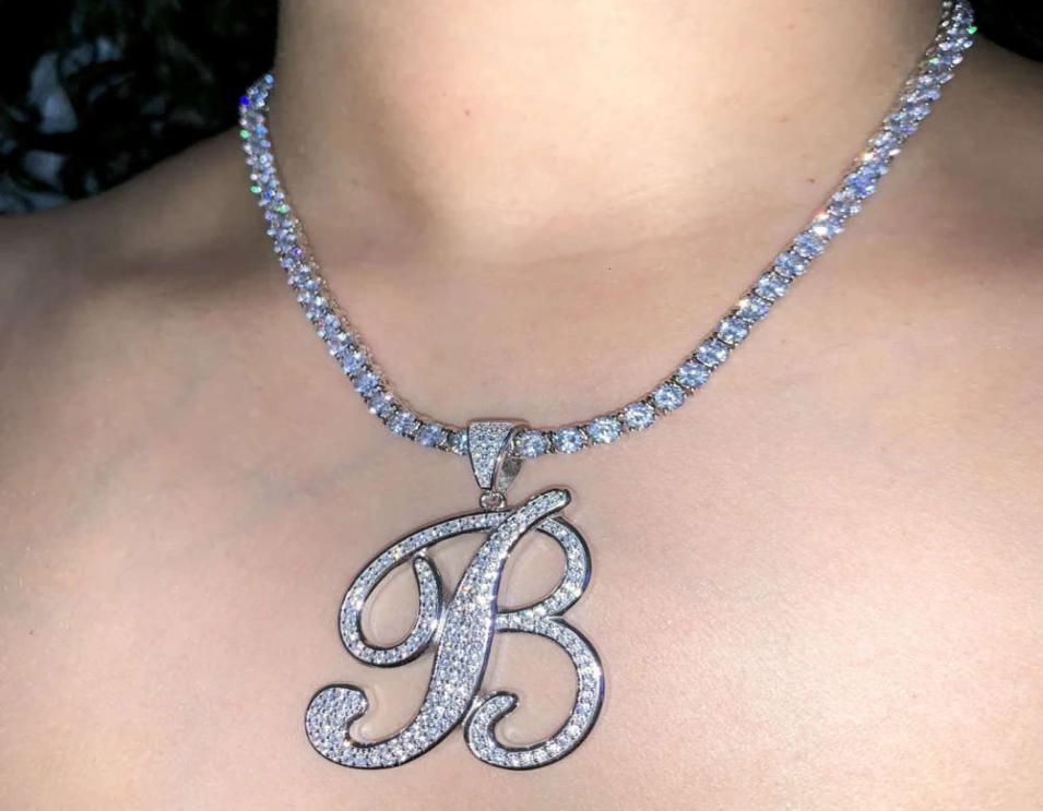 

Customize name jewelry iced out bling cz tennis chain all 26 Initial Alphabet letter necklace2372777