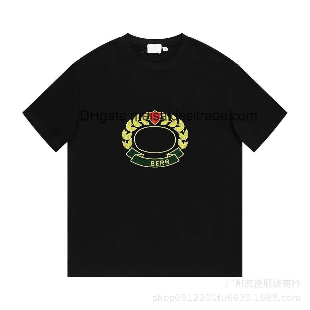 

AAAAA Designer Luxury T-shirt Bur Brand The correct version BU Home Oak Leaf Logo Embroidered Short Sleeve T-shirt High Street Casual Versatile Couples Fashion, Black