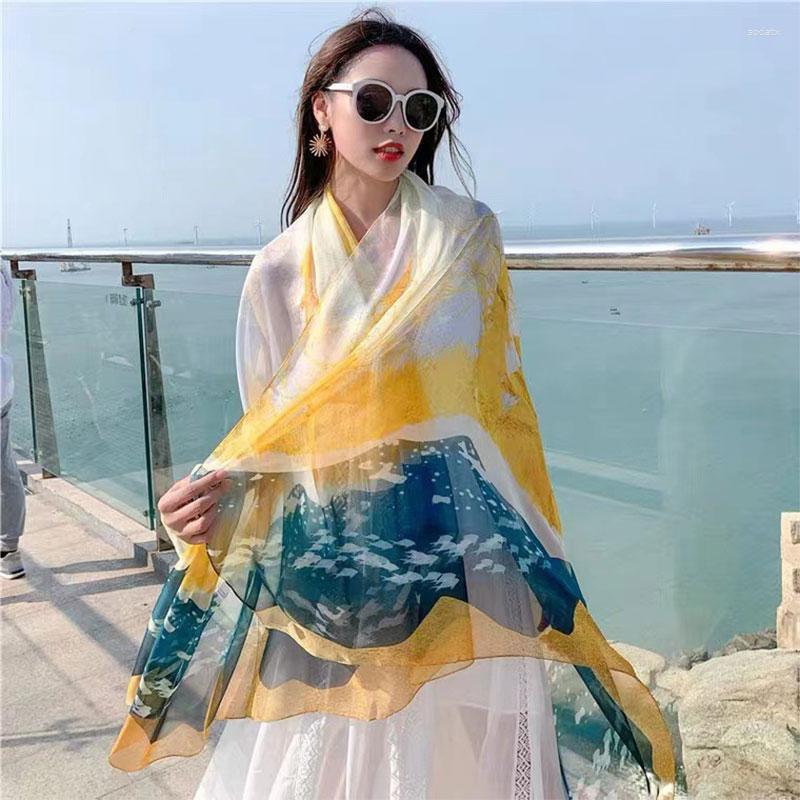 

Scarves Silk Scarf Hijab Women Spring Soft Warm Neck Beach Stoles Elegant Head Echarpe Shawl Large 180 135 Wrap Bandana