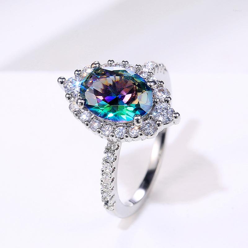 

Wedding Rings 2023 Exquisite Four-claw Colored Zircon Lady Ring Engagement F269