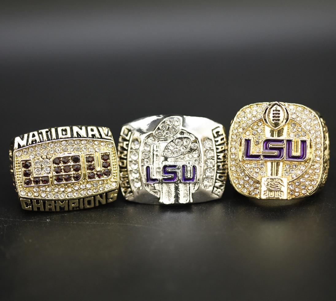 

3pcsset 2003 2007 2019 LSU Tigers College Championship Ring man fashion alloy sports jewelry6664809