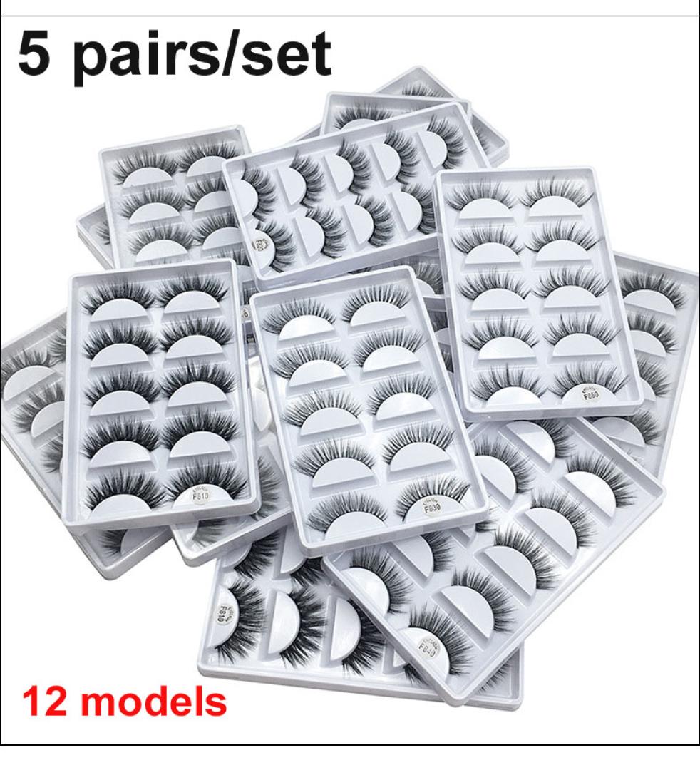 

3D Eye Lashes Thick False Eyelashes 5 Pairs of False Eyelashes Eye Makeup Mink False Lashes Soft Natural 12 Models2285377