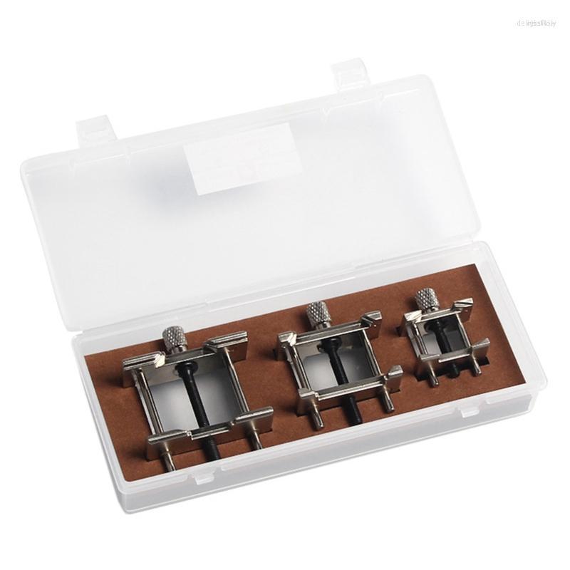 

Watch Repair Kits 3Piece Metal Movement Holder Fixed Base Silver For Watchmaker Multi Function Vise Clamp