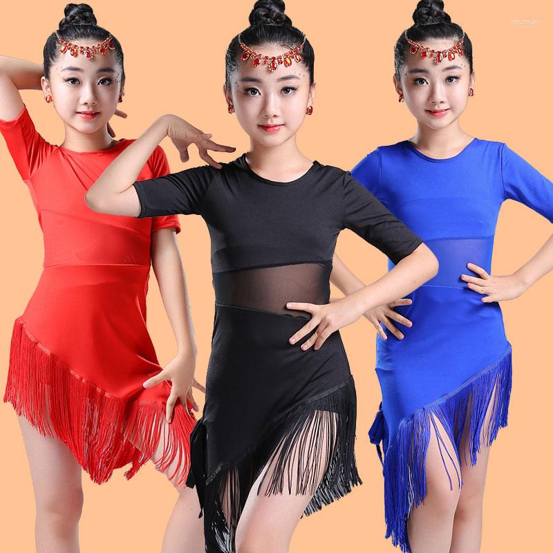 

Stage Wear Modern Girl Latin Dance Dress For Girls Cha Ballroom Dancing Competition Dancewear Kids Kid Costumes, Black